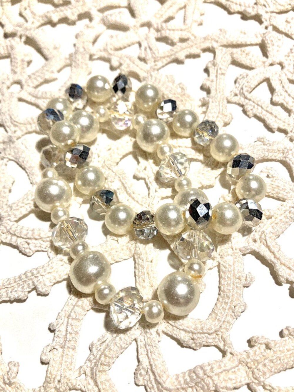 Pair of Glass Bead & Pearl Stretch Bracelets NWT